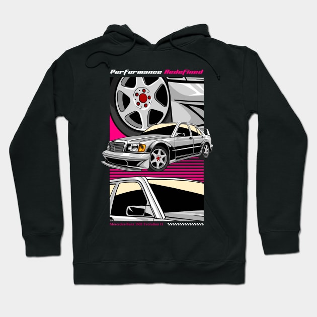 Retro Evolution 2 190 E Car Hoodie by milatees